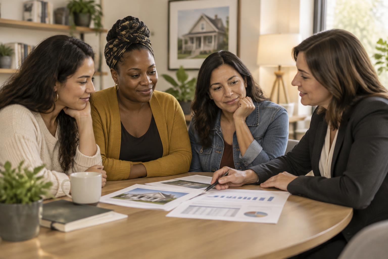 Women receiving homeownership and financial guidance around a table